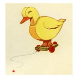 Illustration of duck-shaped pull toy