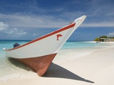 Fishing boat on beach in Los Roques Archipelago National Park