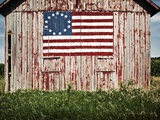American flag painted on barn