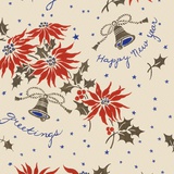 Happy new year pattern with flowers and bells