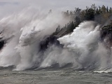 Fierce Lake Superior waves pound Minnesota's north shore