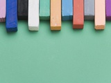 Close-up of color chocks