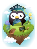 Tunnel in the shape of an owl with a mortar board