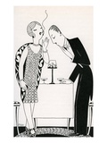 Illustration of Couple Smoking After Dinner by Anne Harriet Fish