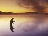 Fly-fishing at Dawn on 108 Mile Lake  British Columbia  Canada