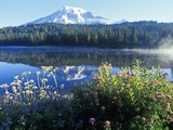 Mt Rainier and Reflection Lake  Mt Rainier National Park  Washington State  USA