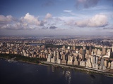 Western view of New York City and Hudson River in late afternoon