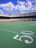 50 Yard Line on Empty Football Field