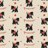 Greetings pattern with black cat