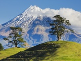Lush hills in front of Mount Egmont
