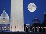 Moon over mall in Washington DC