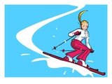 Low Angle View of a Woman Skiing