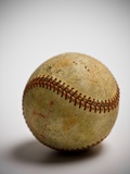 Close-up of worn baseball