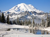 First winter snow at Mount Rainier and Tipsoo Lake  Mount Rainier National Park  Washington State