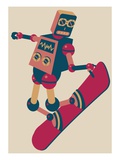 Robot riding a snowboard