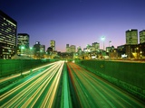 Highway 720 in Motion & City at Twilight  Montreal  Quebec