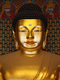 Detail of Sakyamuni Buddha Statue in Main Hall of Jogyesa Temple