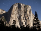 Night View of El Capitan  illuminated by a full moon