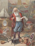 Santa Claus in his toy storage room