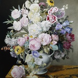 A Still Life of Flowers on a Marble Ledge