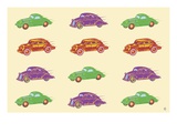 Cars  in Green  Purple and Orange