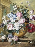 A Still Life of Roses  Delphiniums and Tulips