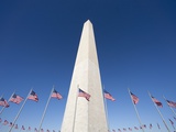 Washington Monument surrounded by American flags