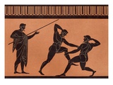 Print of a Wrestling Match with an Arbiter