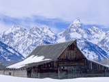 Moulton Barn below the Teton Range in winter