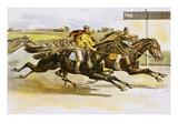 Late 19th Century Poster of Racehorses Crossing the Finish Line