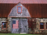 Flag Hanging on Barn Door
