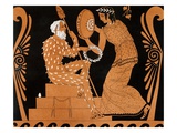Faun Looking in a Mirror Held by a Servant Print by Le Comte After a Greek Vase Painting