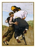 Poster Depicting a Man Helping a Female Cyclist by Willy Sluiter