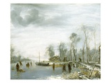 Winter Landscape with Ice Skaters by Jan van de Cappelle