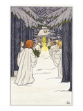 Postcard of a Snowy Christmas Scene by Pauli Ebner