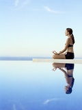 Woman Exercising on Swimming Pool Edge