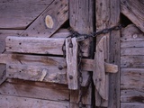 Chains and Lock on Weathered Barn Door