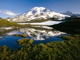 Alpine Lake Reflecting Mt Rainier