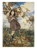 Illustration of a Girl and Autumn Leaves by Jessie Willcox Smith