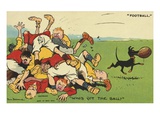 Postcard Cartoon of Rugby Match