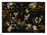 Imaginary Animals and Dwarfs Fighting  Drinking and Carousing