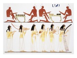 Illustration of Egyptian Frescoes of Game Playing and Music Making by Frederic Cailliaud