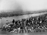 Aerial of Lower Manhattan and Hudson River