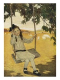 Illustration of a Girl on a Swing by Jessie Willcox Smith
