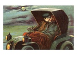 Postcard of a Couple Kissing in an Automobile