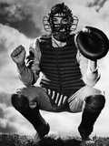Baseball Catcher Awaiting the Ball