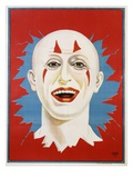 Poster of Stock Clown Head with Red Background