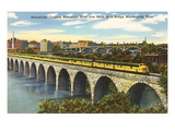 Train Crossing Stone Arch Bridge  Minneapolis  Minnesota