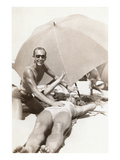 Two Guys Playing on Beach