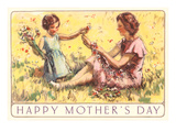 Happy Mothers Day  Mother and Child on Grass